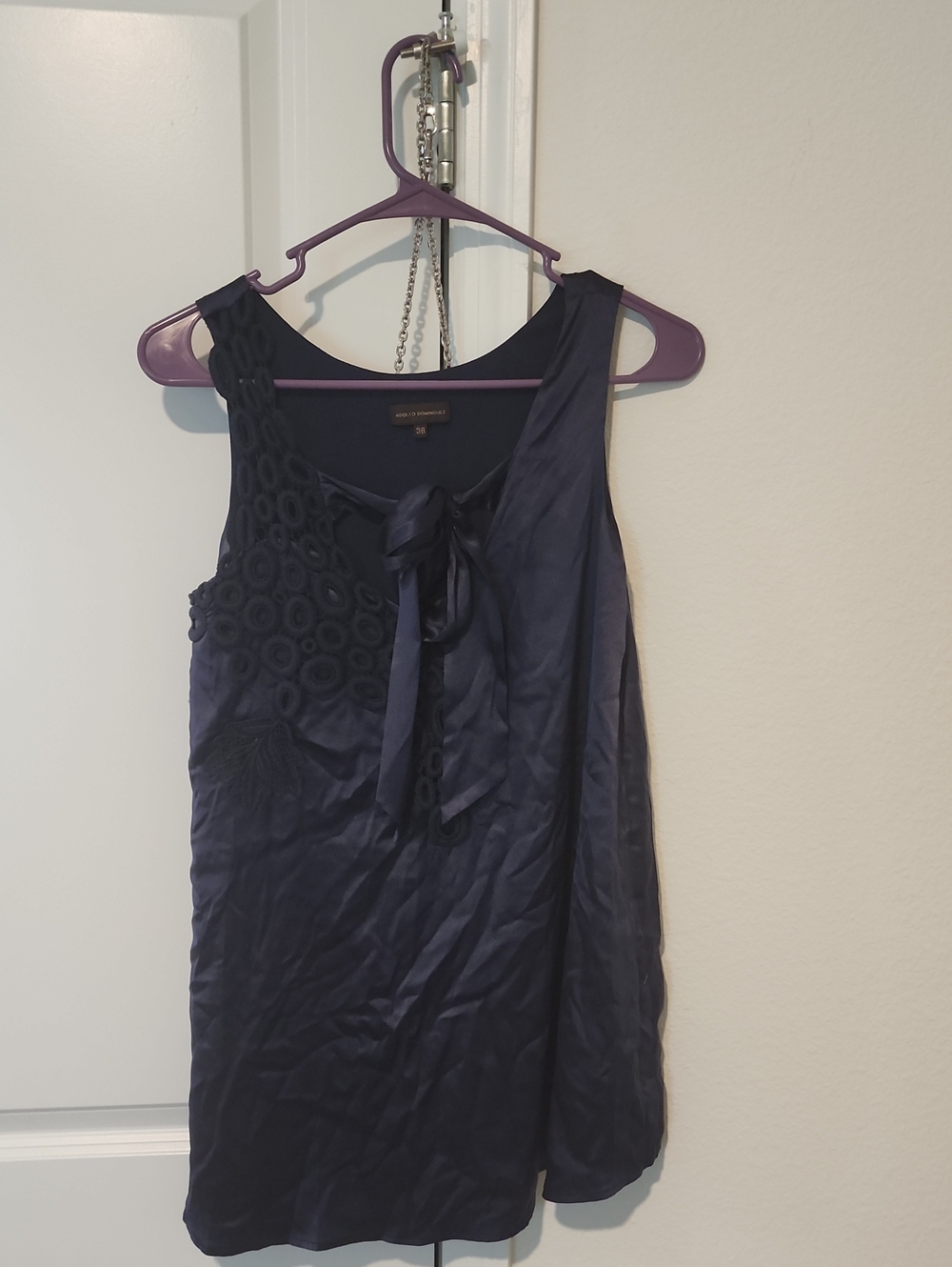 Adolfo Dominguez Navy Sleeveless Tie-Front Camisole